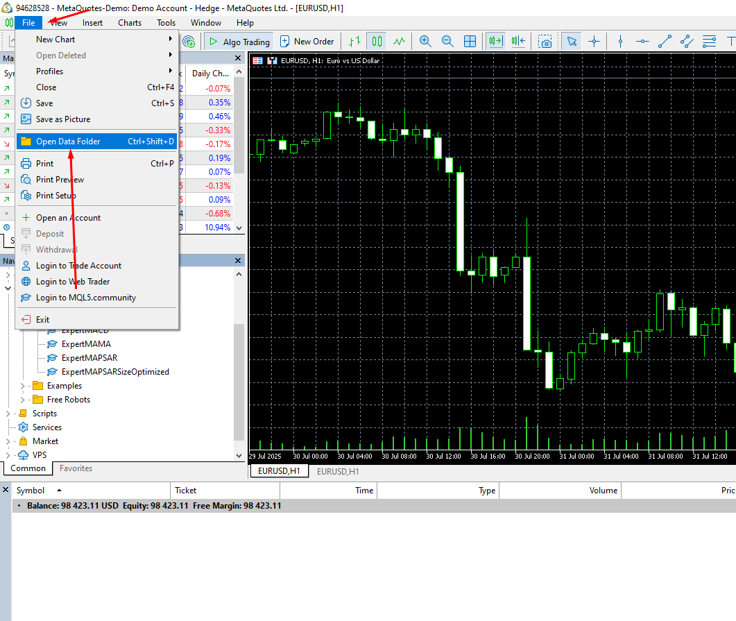Open the Experts folder