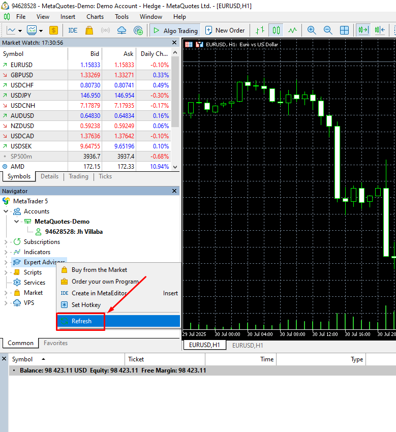 Refresh Expert Advisors